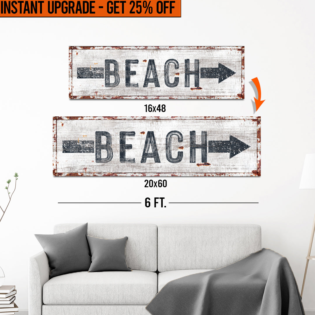 16x48 inçlik 'Beach Arrow' (Stil 2) Tuvalinizi 20x60 İnçe Yükseltin
